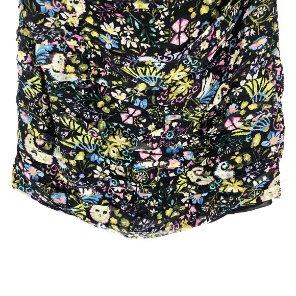 Zara Floral Mini Dress Large Ruched Bodycon Halter Sweetheart Paisley Print - Picture 10 of 14